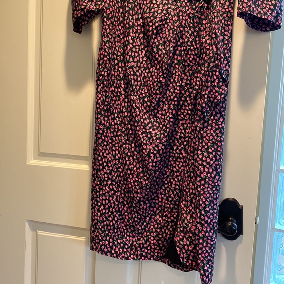 Only worn twice, Rebecca Taylor midi dress with pink floral print and side waist - Picture 2 of 9